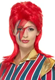 Space Superstar Red Mullet Costume Wig