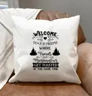 Welcome To Our Fire-Pit Pillow Cover White pillow 18"x18"