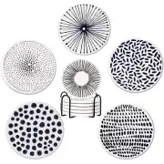 Drink Coasters Set of 6 with Holder Absorbent Ceramic Stone Coasters with Cor...