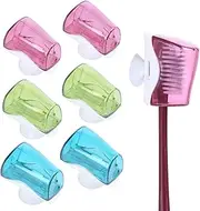 AUSYVEUS 6Pcs Travel Toothbrush Holder Case Portable Toothbrush Holder with Suction Cup Wall Toothbrush Holder with Cover Case Bathroom Toothbrush Holder Case for Travel and Home Use