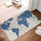 Retro Bath Mat Continents World Map Flannel Carpet Outdoor Rug Home Decoration