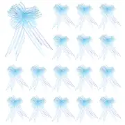 50pcs Pull Bows 5.9 Inch Wide Ribbon Gift Bows for Gift Wrapping Light Blue