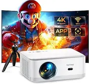 【Android TV & Electric Focus】 Projector 4K Supported Native 1080P Portable Projector, TOPTRO 22000 Lumen WiFi 6 Bluetooth Projector with Tripod, 50% Zoom 4P/Auto Keystone Home Outdoor Video Projector