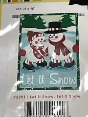 Let It Snow Snowmen Winter House Flag 28" x 40" Premier Designs New