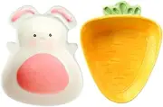 Luxshiny 2pcs Ceramic Easter Serving Dish Bunny Carrot Shaped Candy Bowl Sushi Dipping Bowl Porcelain Appetizer Plate Dessert Tray Platter for Snack Food Condiment
