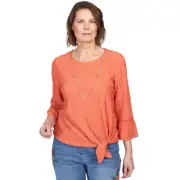 Alfred Dunner Moody Blues Gauze Tie Front Bell Sleeve Shirt 32451UA