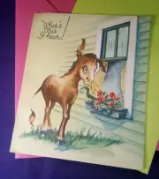 Vintage "Surprise! Humorous Greetings" Pop Up Donkee Get Well Card Un Used 6x5