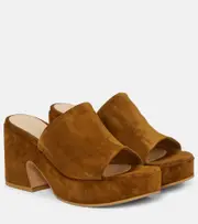 [Gianvito Rossi] Gianvito Rossi Suede platform mules AU 9 brown