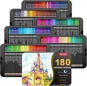 [Soucolor] 180-Color Artist Colored Pencils Set for Adult Coloring Books, Soft Core, Professional Numbered Art Drawing Pencils for Sketching Shading Blending Crafting, Gift Tin Box for Beginners Kids