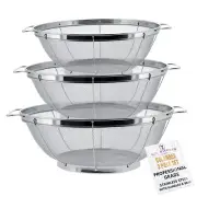 U.S. Kitchen Supply - 3 Piece Colander Set - Stainless Steel Mesh Strainer Ne...