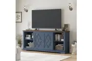 Blue TV Entertainment Unit 2 Doors TV Unit Open Shelves for Living Room
