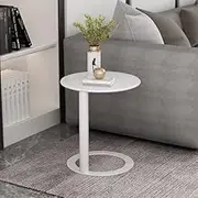 Coffee Table Nordic Light Luxury Metal Side Table C-Type Simple Modern Living Room Small Narrow Coffee Table Small Round Table Center Table for Living Room Furniture(Blanc)
