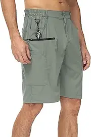 [VSERETLOON] Men's Summer Casual Hiking Shorts Elastic Band Quick Dry Pants Travel Waterproof Sports Pants