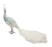 December Diamonds 08-08525 White Blue Feather Peacock 32" Home Decor Christmas