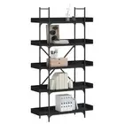Bookcase 5-Tier Bookshelf Display Storage Cabinet Black Engineered Wood vidaXL