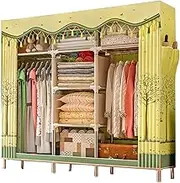 Wardrobe Portable Canvas Wardrobe, Foldable Clothes Closet Storage Organizer for Bedroom, Fabric Wardrobe with Hanging Rail
