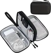 Electronic Organizer, Travel Cable Organizer Pouch, Portable Waterproof Double Layer Electronic Accessories Carry Case Storage Bag for Cord, Charger, Phone, Earphones, Black(Large)