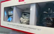 3 SET Pottery Barn Teen STAR WARS Light Up Helmet ORNAMENTS Glass CHRISTMAS TREE