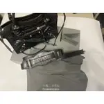 二手精品 BALENCIAGA 巴黎世家 MINI CITY 黑色 新款 銀釦 機車包 300295 爆裂山羊皮