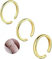 [Longita] Gold Toe Rings for Women Gold Toe Ring non Tarnish Waterproof Adjustable Womens Toe Rings Big Toe Jewelry Simple 3pcs, Metal, alloy