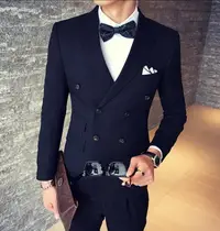 在飛比找樂天市場購物網優惠-FINDSENSE品牌 韓國男 混搭經典款雙排扣 西裝外套穿
