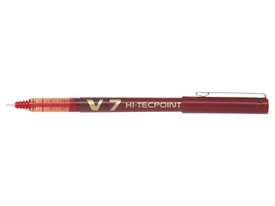 Pilot V7 Hi-Tecpoint Liquid Ink Rollerball Pen 0.7Mm Tip 0.5Mm Line Red Pack 12