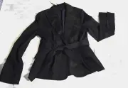 BCBG MAXAZRIA LUCIANA Medium Black Belted Blazer Jacket Tie-Front Wrap