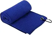 Golf Towel, Microfiber Gifts for Men Women with Carabiner, Hook Comfortable, Wiping Cloth, Golf Ball Cleaning Towel, Blue