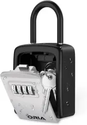 Key Lock Box, Key Safe Lock Box with Removable Shackle, 4-Digit Combination Lock