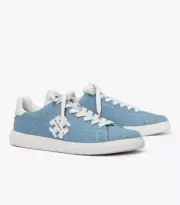 Tory Burch Women's Double T Howell Court Low Top Sneakers Light Denim US 8.5B