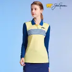 【JACK NICKLAUS 金熊】GOLF女款條紋配色POLO衫/高爾夫球衫(黃色)