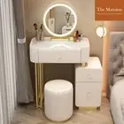 Dressing Table Make up Desk Vanity Set With LED Mirror Drawer Cabinet and Stool