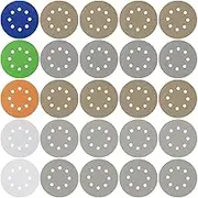 25PCS Wet Dry Sandpaper 8-Hole 125mm Sanding Discs 3000/4000/5000/7000/10000 Grits for Fine Grinding Polishing Metal Glass Stone Jade Leather Varnish Wood