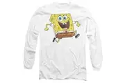 SpongeBob SquarePants Unisex Adult Happy Running T-Shirt (White) - UTTV10762