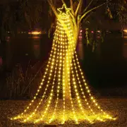 Christmas Star Solar String Light with Topper Star Outdoor Decoration Waterfall Tree Light