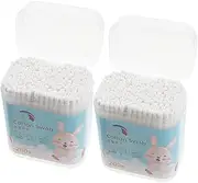 FOMIYES 400PCS Cotton Swabs Double Head Round Tips for Safe Ear Nose Cleaning of Multipurpose Cotton Buds for White