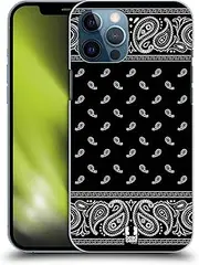 Head Case Designs Square Black Classic Paisley Bandana Hard Back Case Compatible with Apple iPhone 12 Pro Max