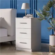 Advwin Bedside Table 3 Drawers Side Table Storage Cabinet 66cm Nightstand White