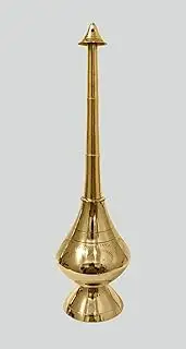 Traditional Brass Gulab Pash Rose Holy Water Sprinkler, 8 Inch, Holy Water Dispenser for Temple Rituals