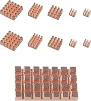 ZDE 11PCS Copper Heatsinks for Raspberry Pi 5 CPU Cooler Heatsinks and M.2 2242 SSD Heatsink 32x18x4mm with Silicone Thermal Pad for Raspberry Pi 5 M.2 2242 SSD NVMe PS5 Cooler