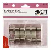 BIRCH - BOBBIN BOX AND 12 X 10 HOLE METAL BOBBINS