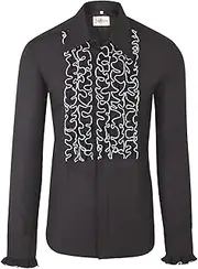 [Zen Retro] Mens Ruffle Ruche Frill Dinner Tuxedo Shirt
