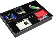 Desk Drawer Organizer, 4 Slots Leather Desk Organizer, Storage Bins Trays, Leather Valet Tray for Pen, Desk Drawer Organiser Trays