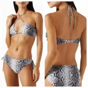 Norma Kamali Snake Print Jason Keyhole Bikini Medium NWT