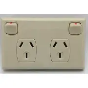 DOUBLE POLE DGPO Beige Double Power Point Socket Electric Outlet GPO 10 Amp