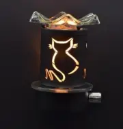 Fragrance Wall Plug-In Lamp Tart Oil Warmer Beautiful Cat Metal with Dimmer