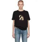 YSL saint laurent black gold 24 université men's t-shirt size M Made In France