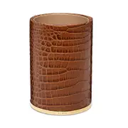 Aerin Classic Croc Embossed Leather Pencil Cup in Chestnut