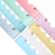 Leelosp 8 Roll Scalloped Bulletin Board Borders Set Multicolor Rolled Borders Trim Bulletin Board Decorations Bulletin Board Paper Roll Classroom Border for Bulletin Board Desk Decor(Wavy)