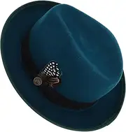 [Holibanna] Djustable Wide Brim Felt Cowboy Hat Men's Women's Western Fedora for Parties Wool Green